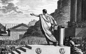 Tiberius addresses the Public Assembly in Silvestre D. Mirys’ Plate 127 from the Figures de l'Histoire de la République Romaine Accompagnées d'un précis Historique